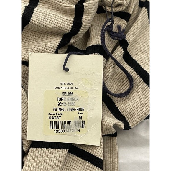 Citizens Of Humanity Selma Turtleneck In Oatmeal Stripe Rinse Sz M New - Picture 6 of 9
